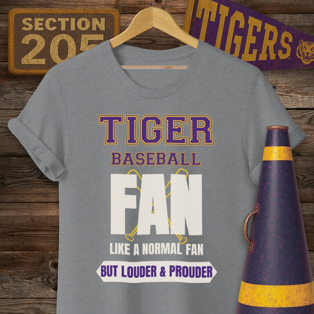 S / Graphite Heather Louisiana Tiger Baseball Fan T-Shirt by Laissez Faire Wear