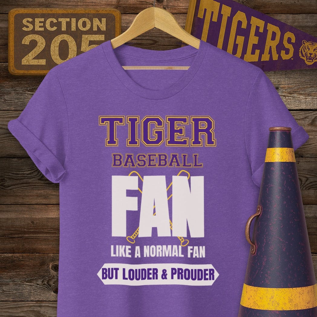 S / Heather Purple Louisiana Tiger Baseball Fan T-Shirt by Laissez Faire Wear