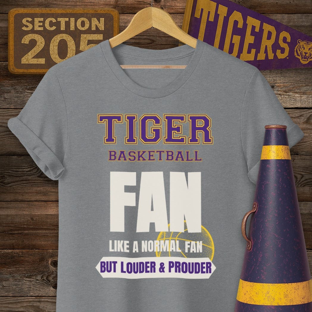 S / Graphite Heather Louisiana Tiger Basketball Fan T-Shirt by Laissez Faire Wear