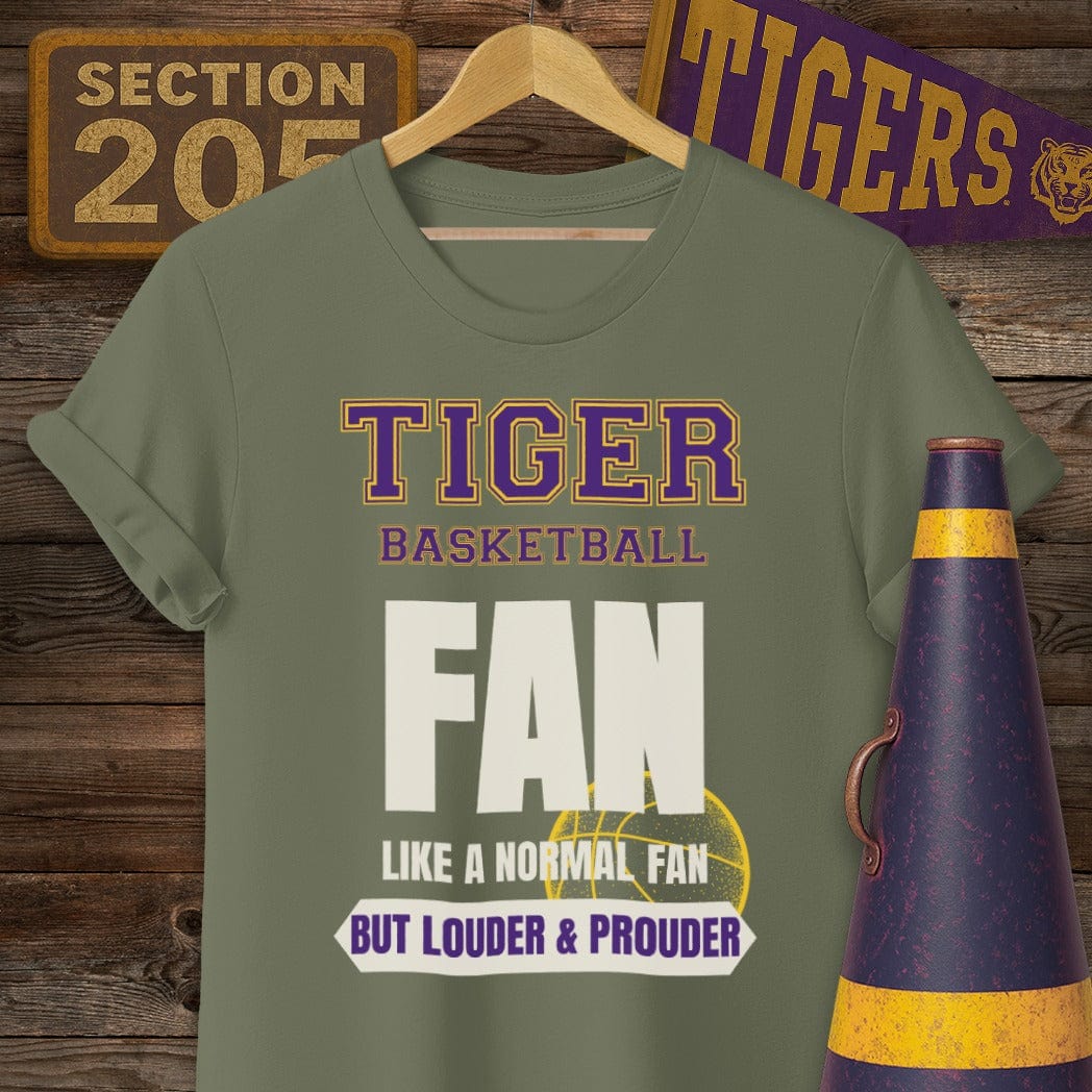 S / Military Green Louisiana Tiger Basketball Fan T-Shirt by Laissez Faire Wear