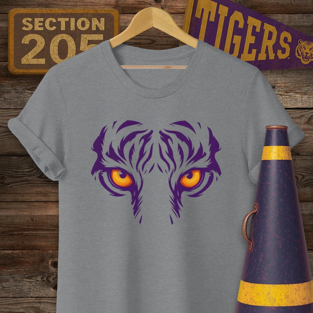 S / Graphite Heather Louisiana Tiger Eyes T-Shirt by Laissez Faire Wear