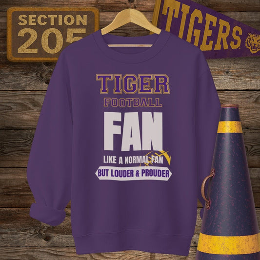 S / Purple Louisiana Tiger Football Fan Sweatshirt by Laissez Faire Wear