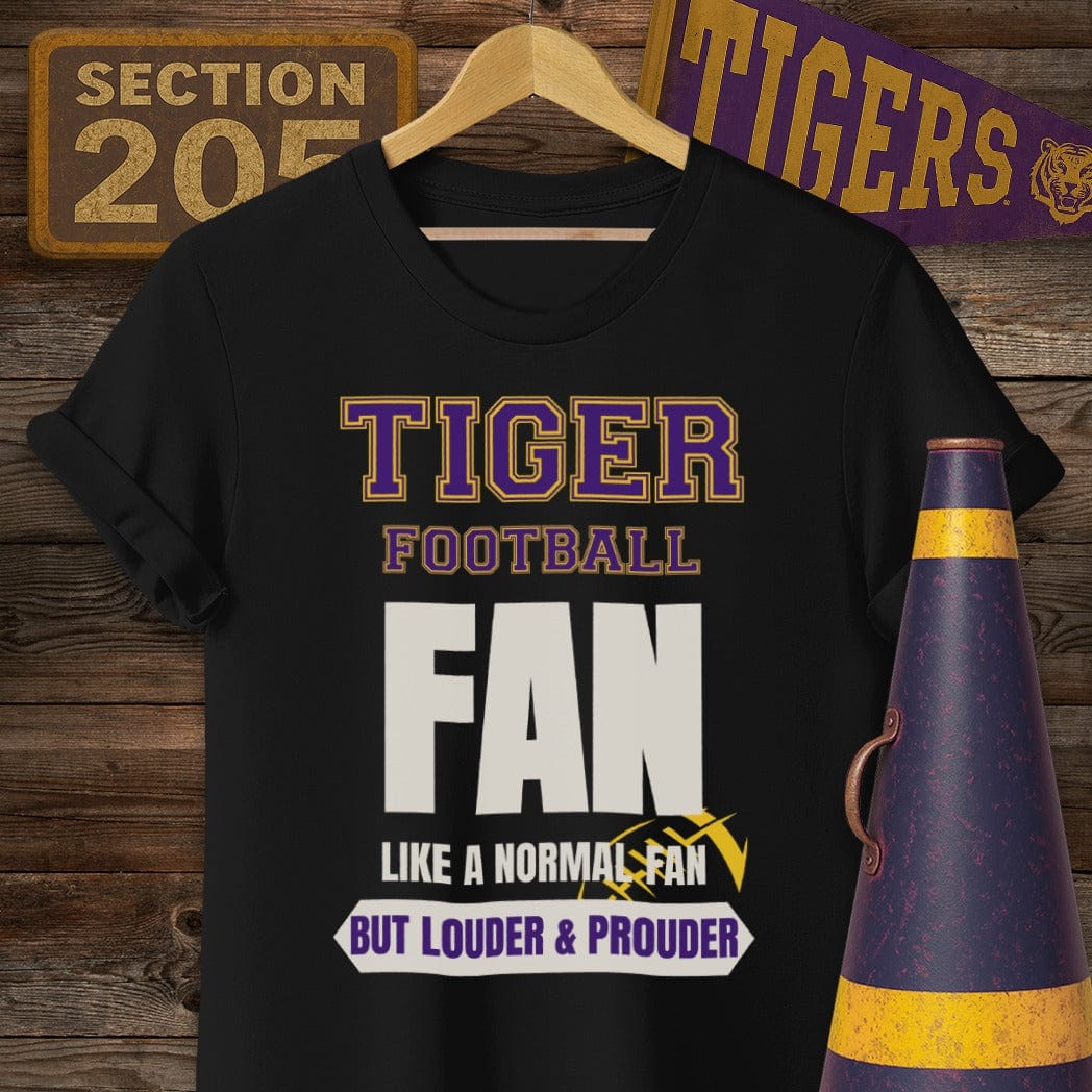 S / Black Louisiana Tiger Football Fan T-Shirt by Laissez Faire Wear