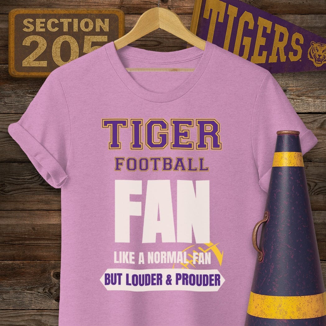 S / Heather Radiant Orchid Louisiana Tiger Football Fan T-Shirt by Laissez Faire Wear
