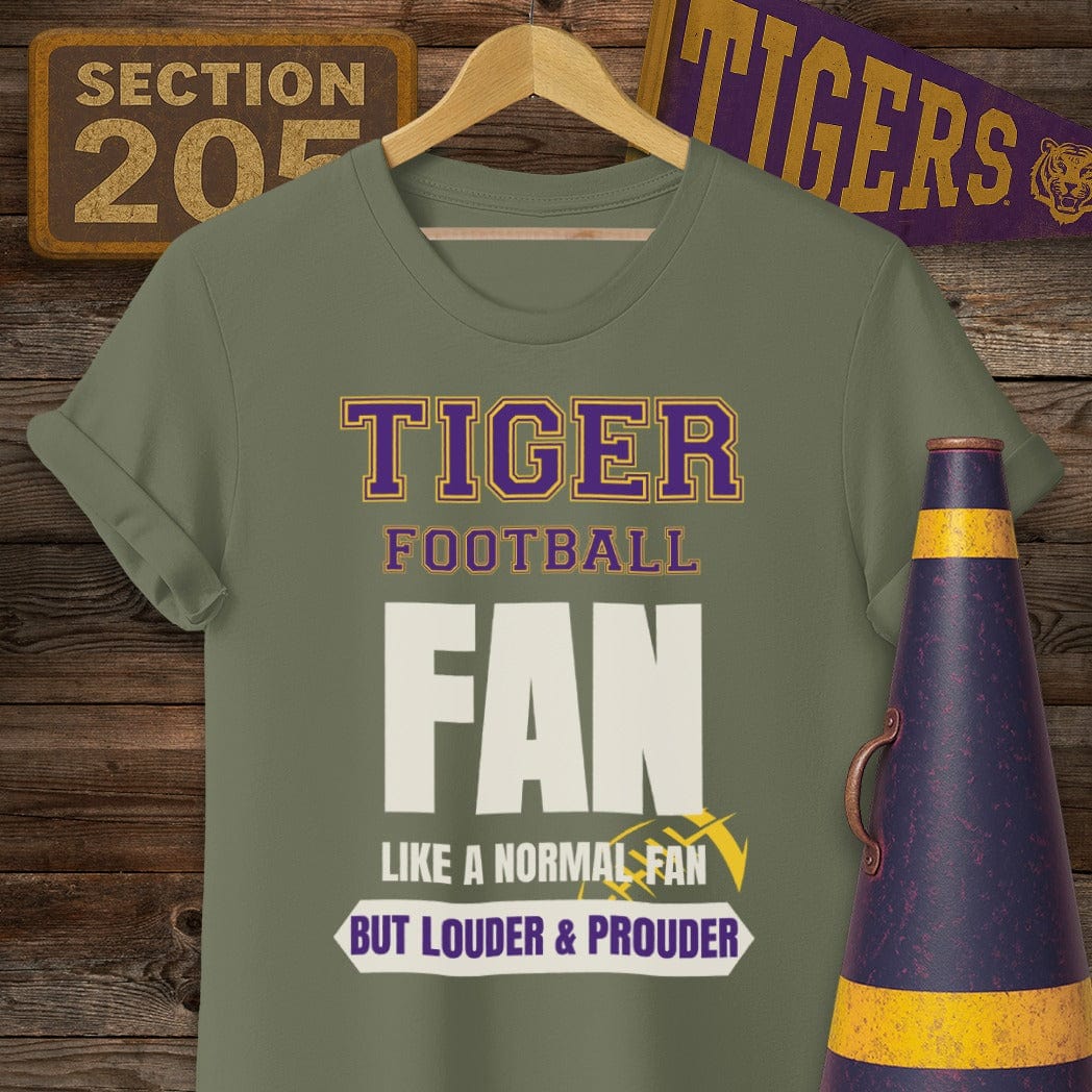 S / Military Green Louisiana Tiger Football Fan T-Shirt by Laissez Faire Wear