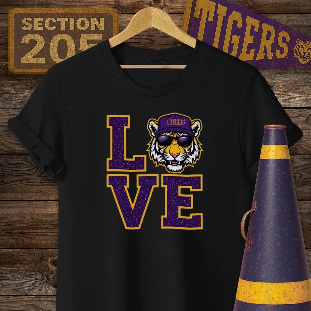 S / Black Louisiana Tiger LOVE Game Day T-Shirt by Laissez Faire Wear