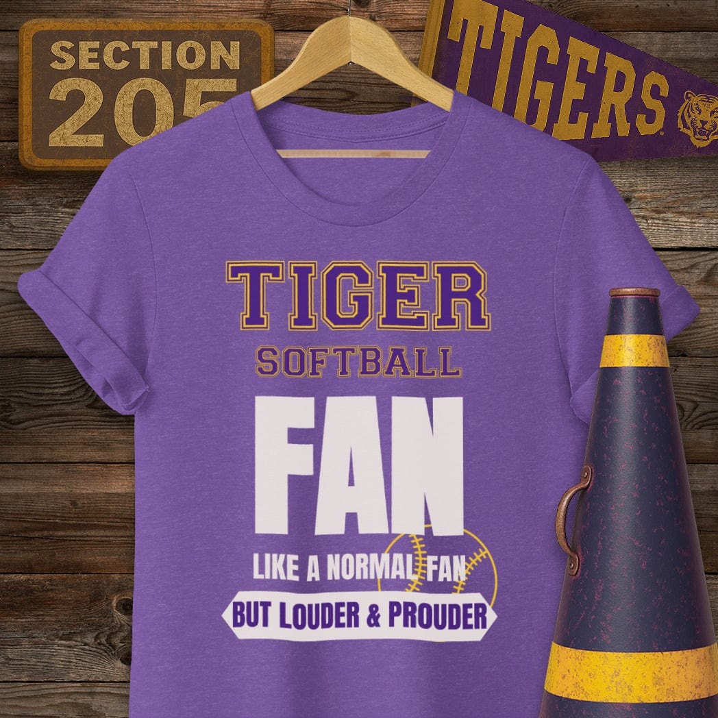 S / Heather Purple Louisiana Tiger Softball Fan T-Shirt by Laissez Faire Wear