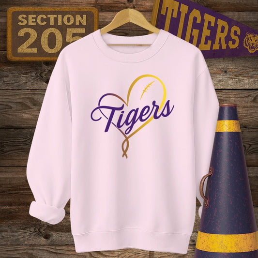 S / Light Pink Louisiana Tigers Golden Heart Sweatshirt by Laissez Faire Wear