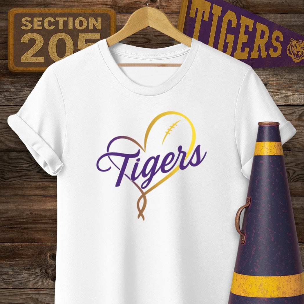 S / White Louisiana Tigers Golden Heart T-Shirt by Laissez Faire Wear