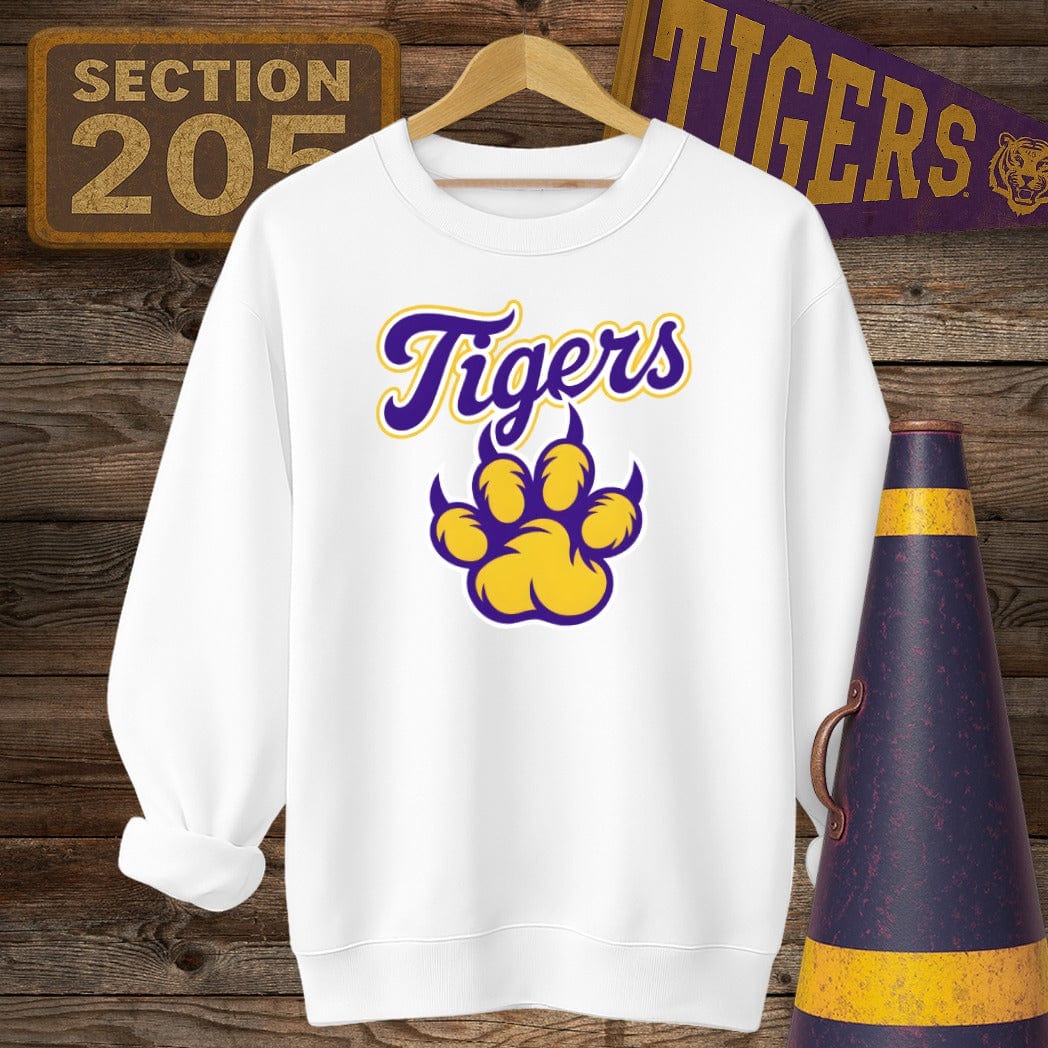 S / White Louisiana Tigers Sweatshirt by Laissez Faire Wear