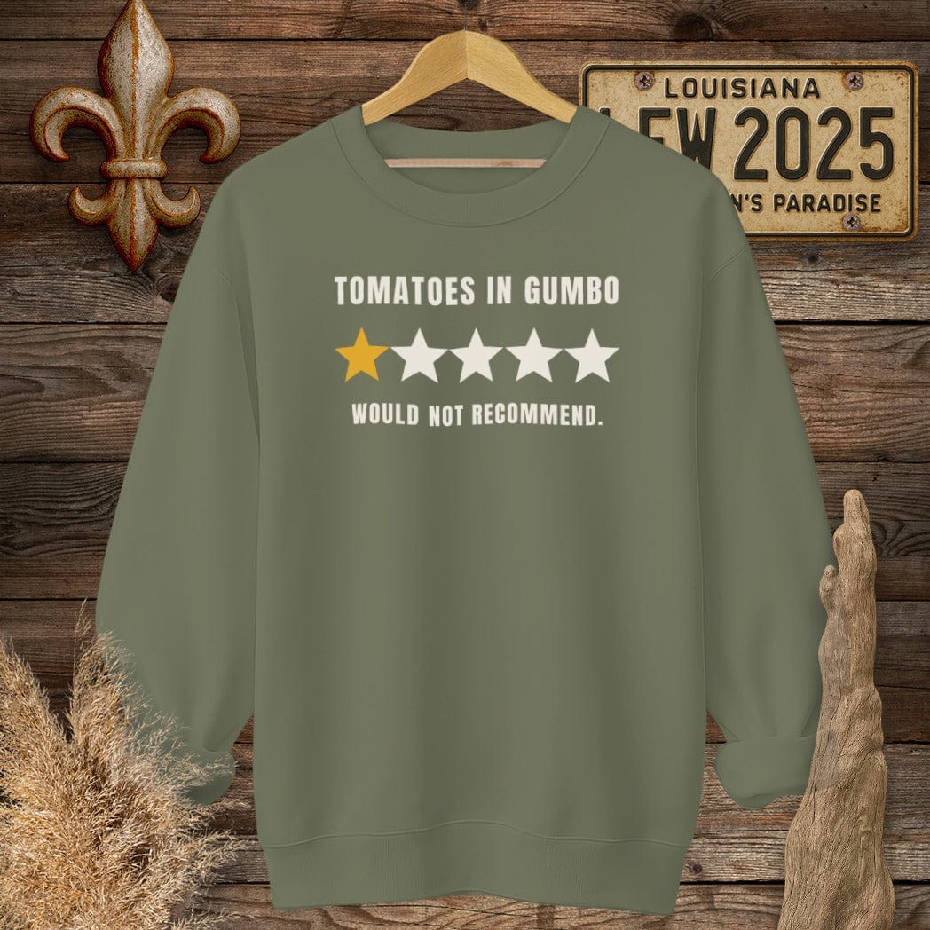 S / Military Green Louisiana Tomatoes in Gumbo Sweatshirt by Laissez Faire Wear