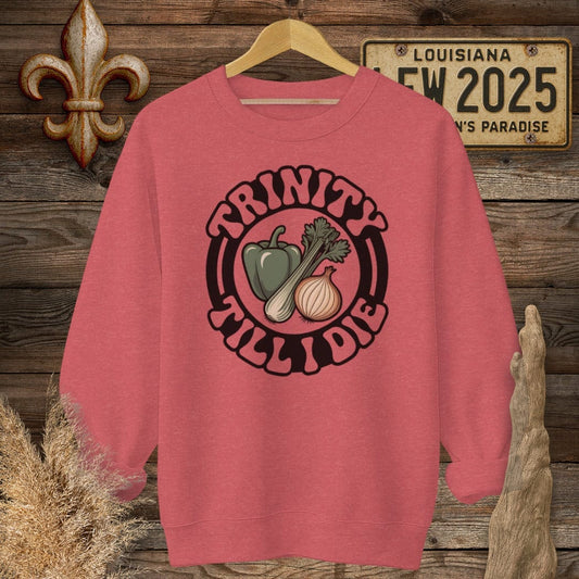 S / Heather Scarlet Red Louisiana Trinity Till I Die Sweatshirt by Laissez Faire Wear