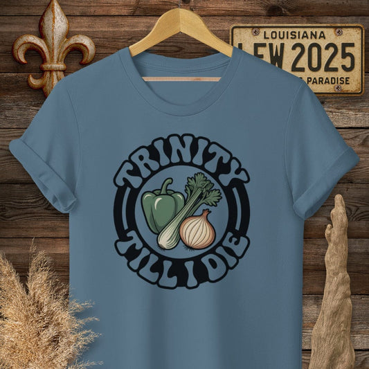 S / Indigo Blue Louisiana Trinity Till I Die T-Shirt by Laissez Faire Wear