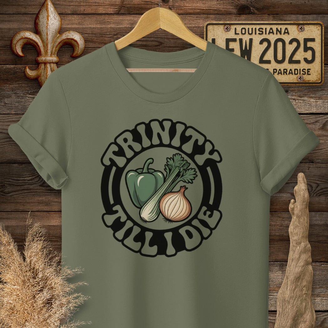 S / Military Green Louisiana Trinity Till I Die T-Shirt by Laissez Faire Wear