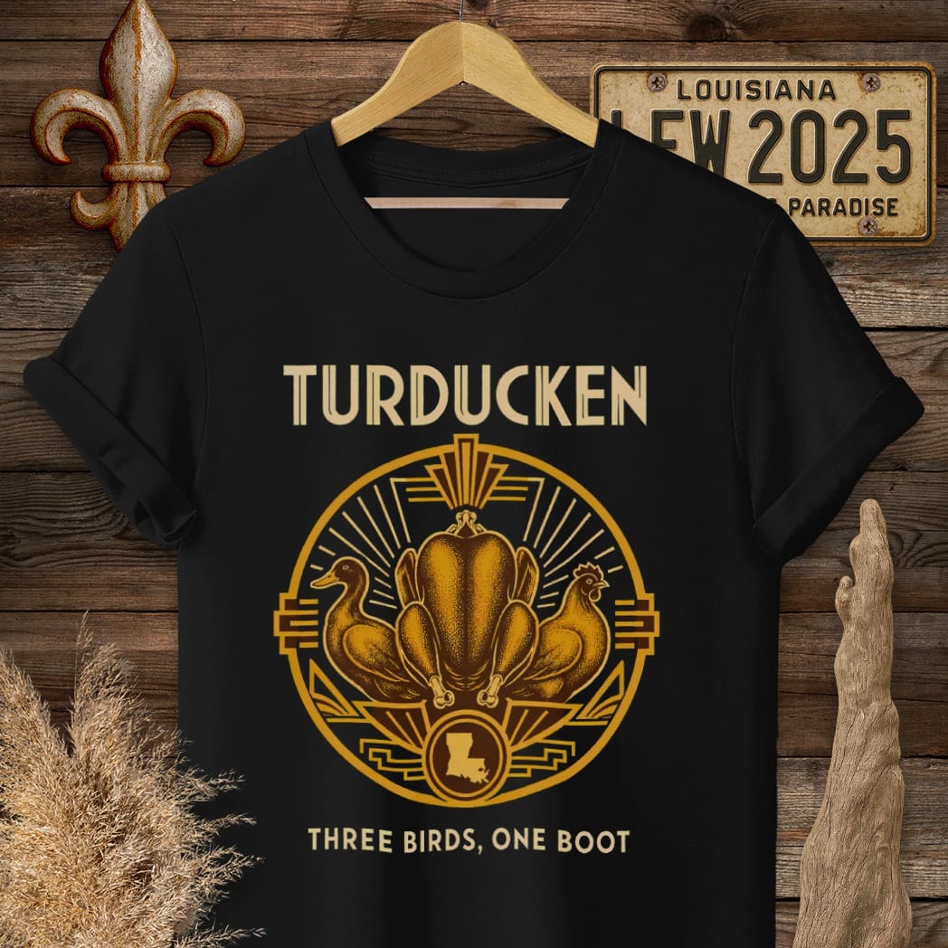 S / Black Louisiana Turducken T-Shirt by Laissez Faire Wear