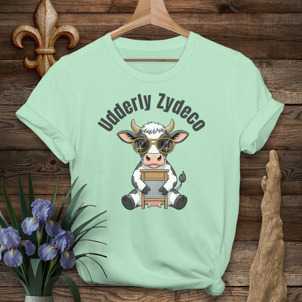 S / Mint Green Louisiana Udderly Zydeco Farm T-Shirt by Laissez Faire Wear