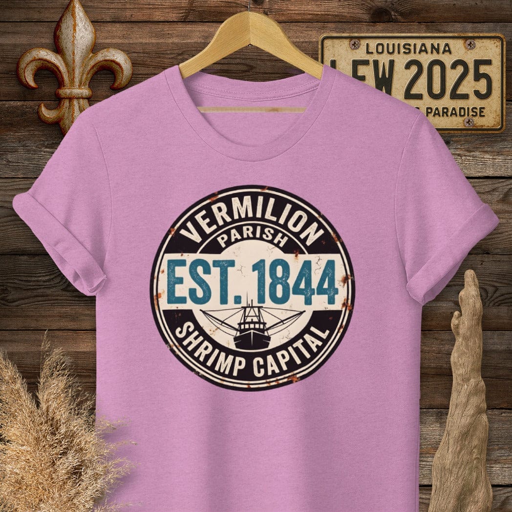 S / Heather Radiant Orchid Louisiana Vermilion Parish T-Shirt by Laissez Faire Wear