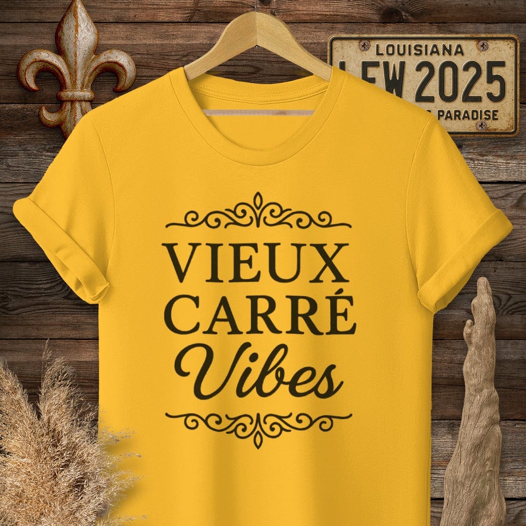 S / Gold Louisiana Vieux Carré Vibes T-Shirt by Laissez Faire Wear