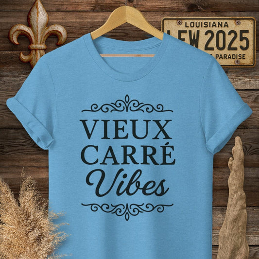 S / Heather Sapphire Louisiana Vieux Carré Vibes T-Shirt by Laissez Faire Wear