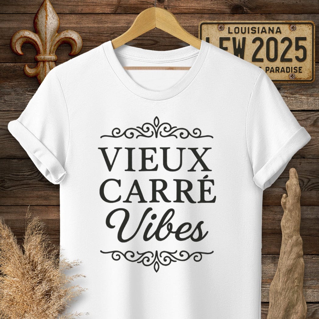 S / White Louisiana Vieux Carré Vibes T-Shirt by Laissez Faire Wear
