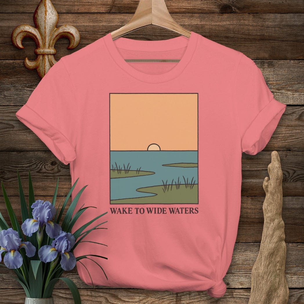 S / Coral Silk Louisiana Wake to Wide Waters T-Shirt by Laissez Faire Wear