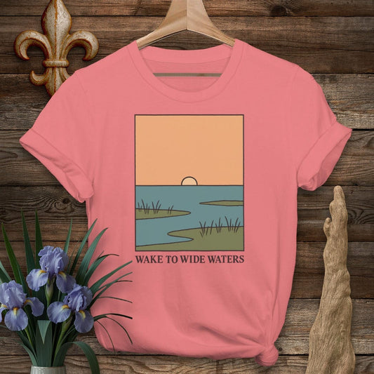 S / Coral Silk Louisiana Wake to Wide Waters T-Shirt by Laissez Faire Wear