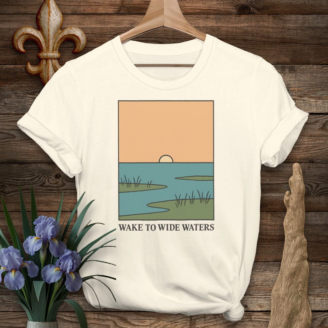 S / Natural Louisiana Wake to Wide Waters T-Shirt by Laissez Faire Wear