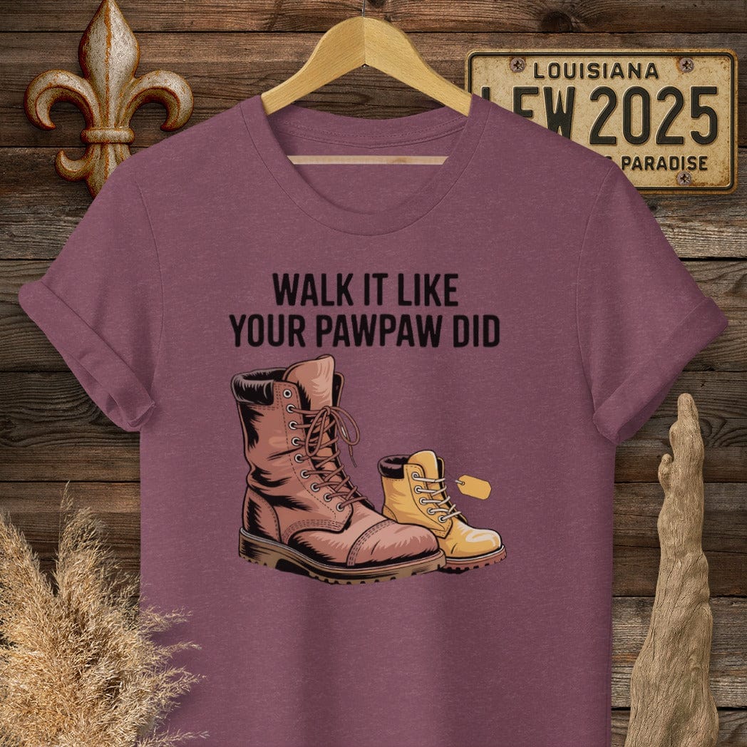 S / Heather Maroon Louisiana Walk It Like Your PawPaw Did T-Shirt by Laissez Faire Wear