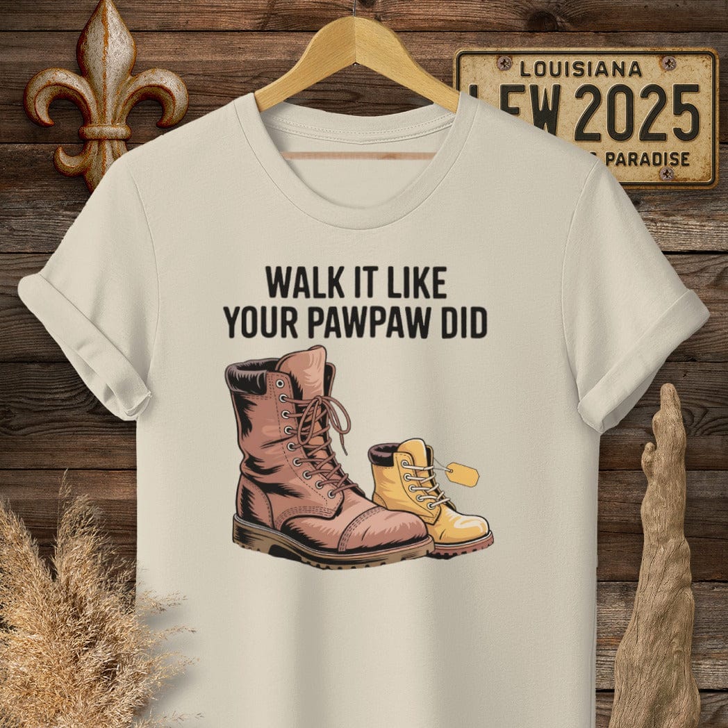 S / Sand Louisiana Walk It Like Your PawPaw Did T-Shirt by Laissez Faire Wear