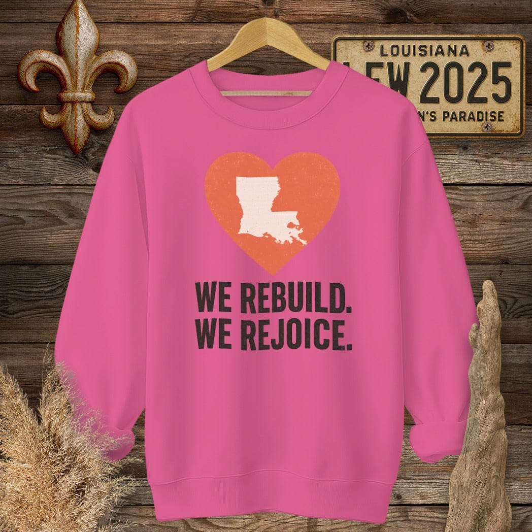 S / Heliconia Louisiana We Rebuild. We Rejoice Sweatshirt by Laissez Faire Wear