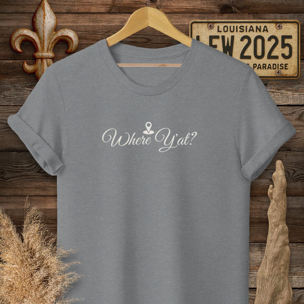 T-Shirt / S / Graphite Heather Louisiana Where Y'at? Statement T-Shirt by Laissez Faire Wear
