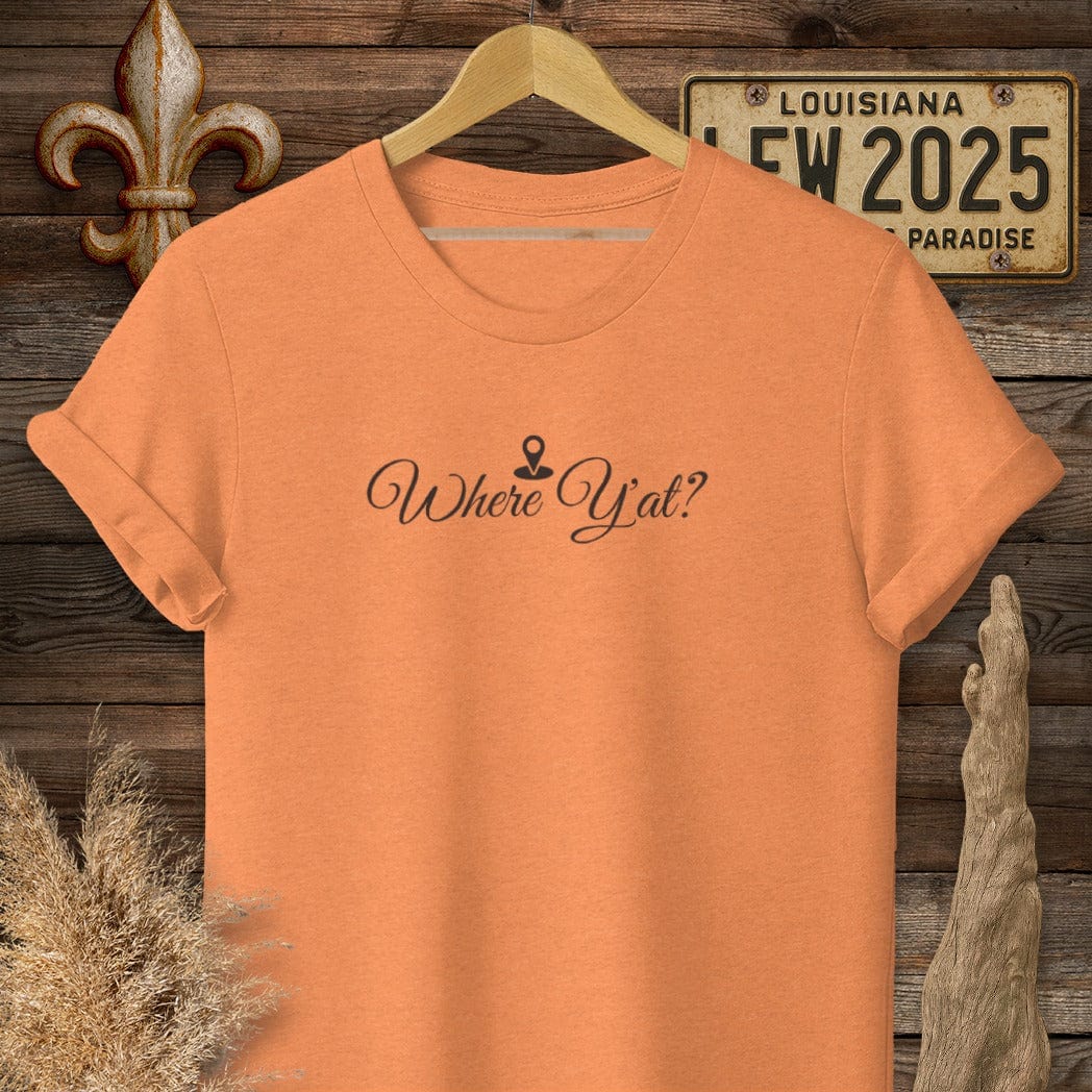 T-Shirt / S / Heather Orange Louisiana Where Y'at? Statement T-Shirt by Laissez Faire Wear