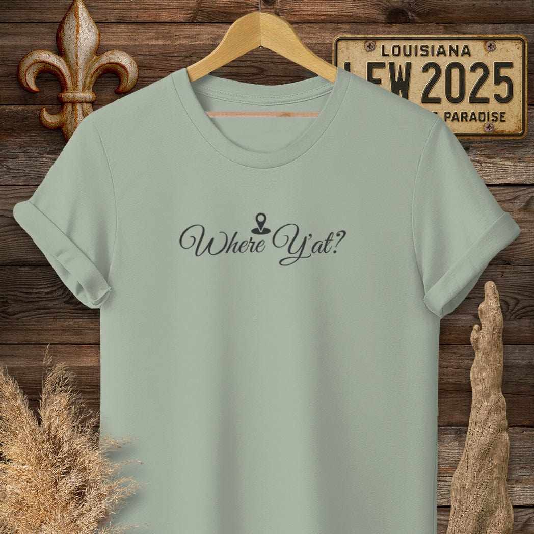 T-Shirt / S / Sage Louisiana Where Y'at? Statement T-Shirt by Laissez Faire Wear