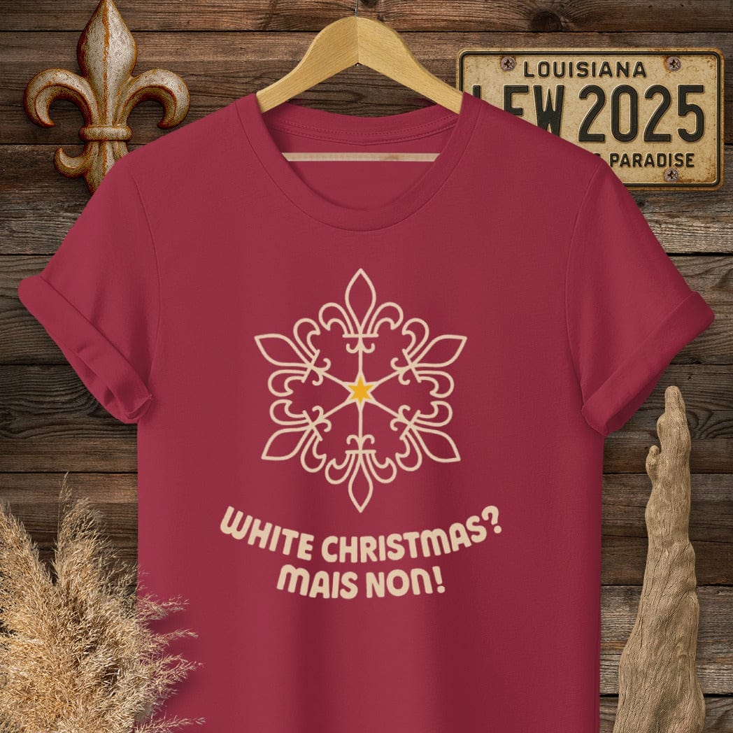 S / Cardinal Red Louisiana White Christmas - Mais Non! T-Shirt by Laissez Faire Wear