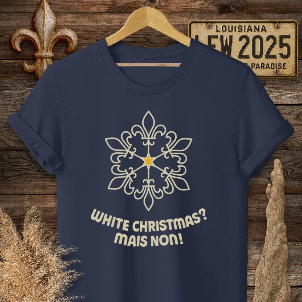 S / Navy Louisiana White Christmas - Mais Non! T-Shirt by Laissez Faire Wear
