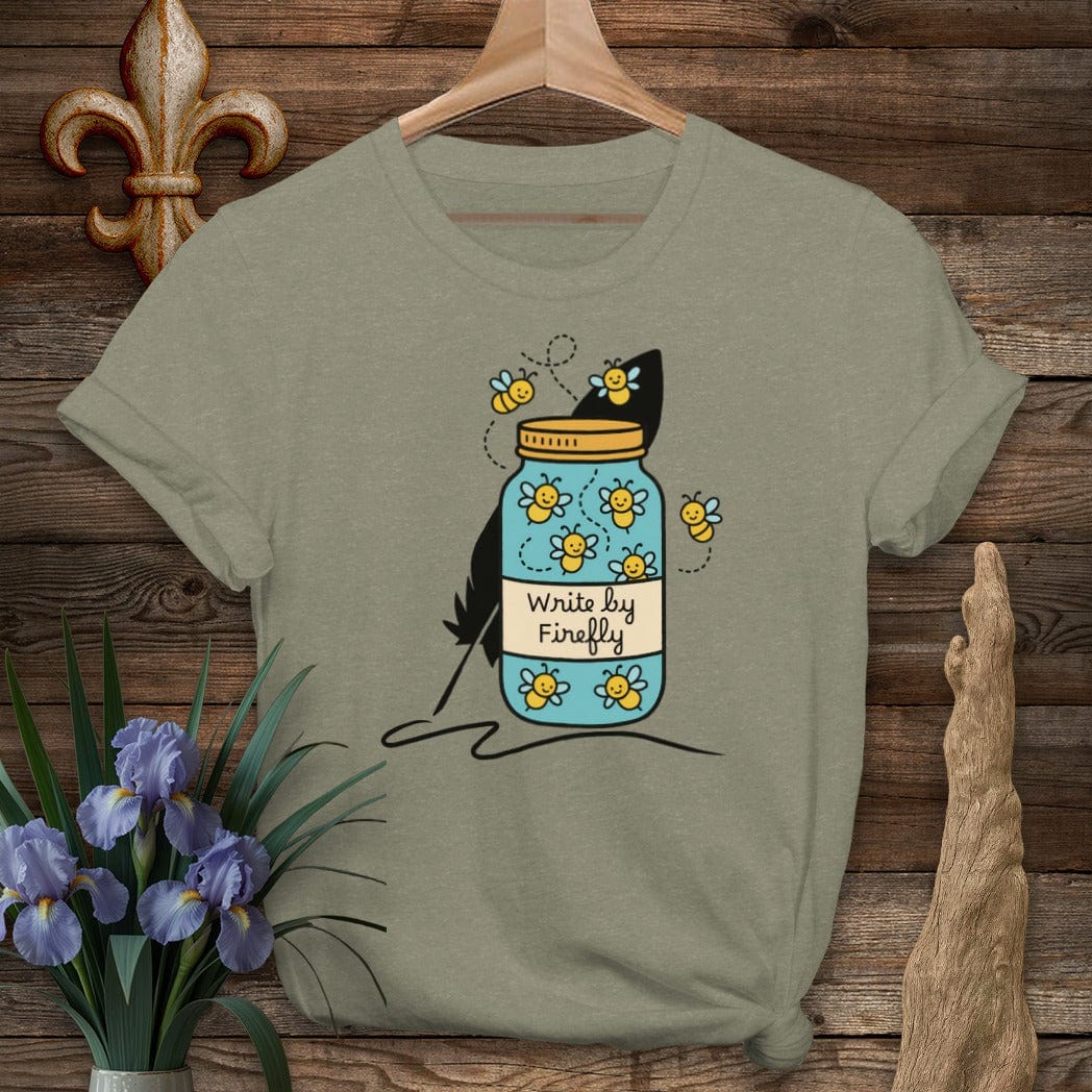 S / Heather Military Green Louisiana Write By Firefly T-Shirt by Laissez Faire Wear