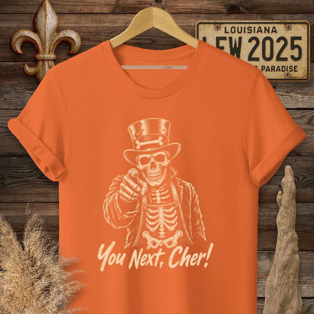 S / Orange Louisiana You Next Cher T-Shirt by Laissez Faire Wear