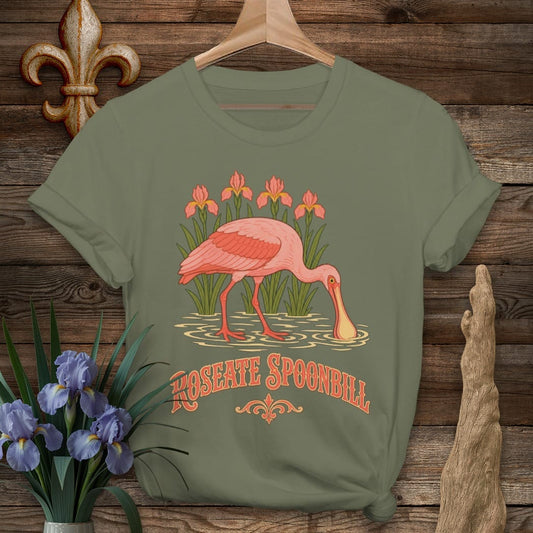 Military Green / S Louisiana Not Quite a Flamingo T-Shirt by Laissez Faire Wear