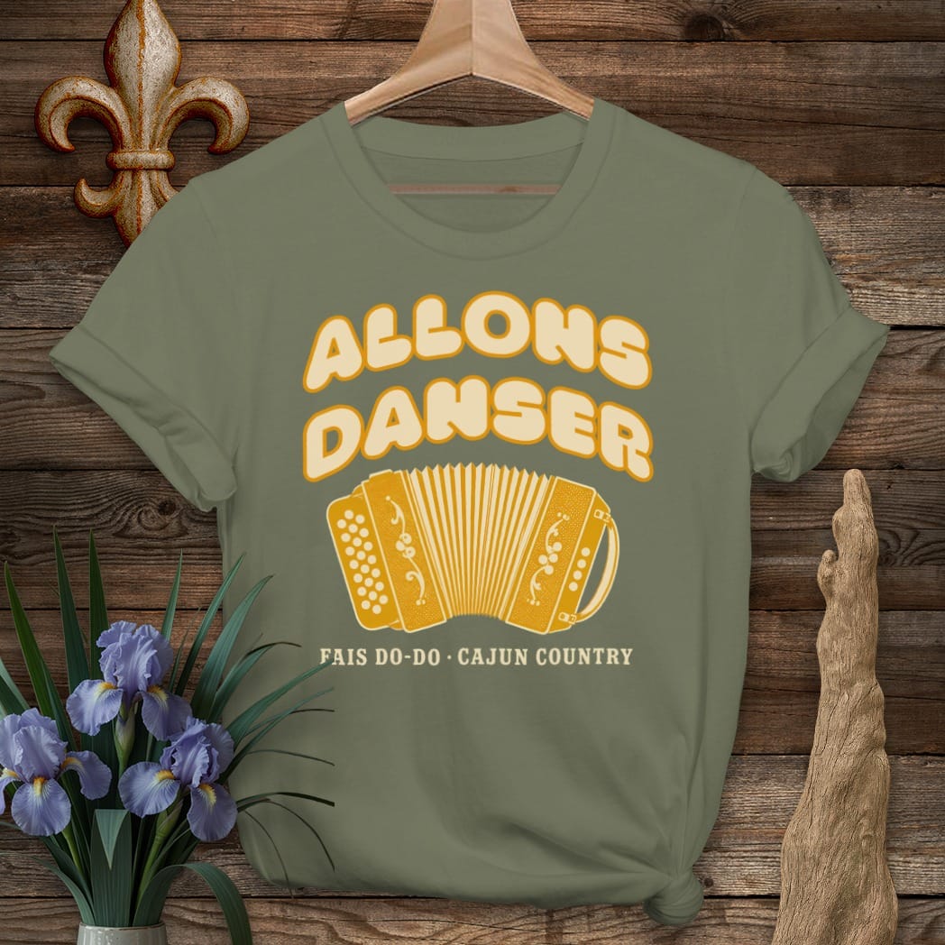 S / Military Green Louisiana Allons Danser T-Shirt by Laissez Faire Wear