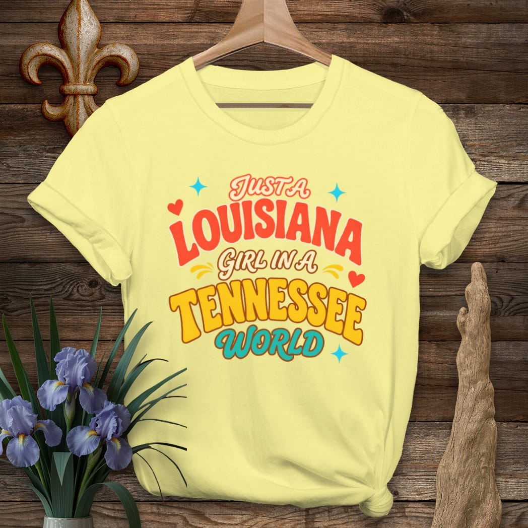 S / Cornsilk Louisiana Louisiana Girl in Tennessee T-Shirt by Laissez Faire Wear