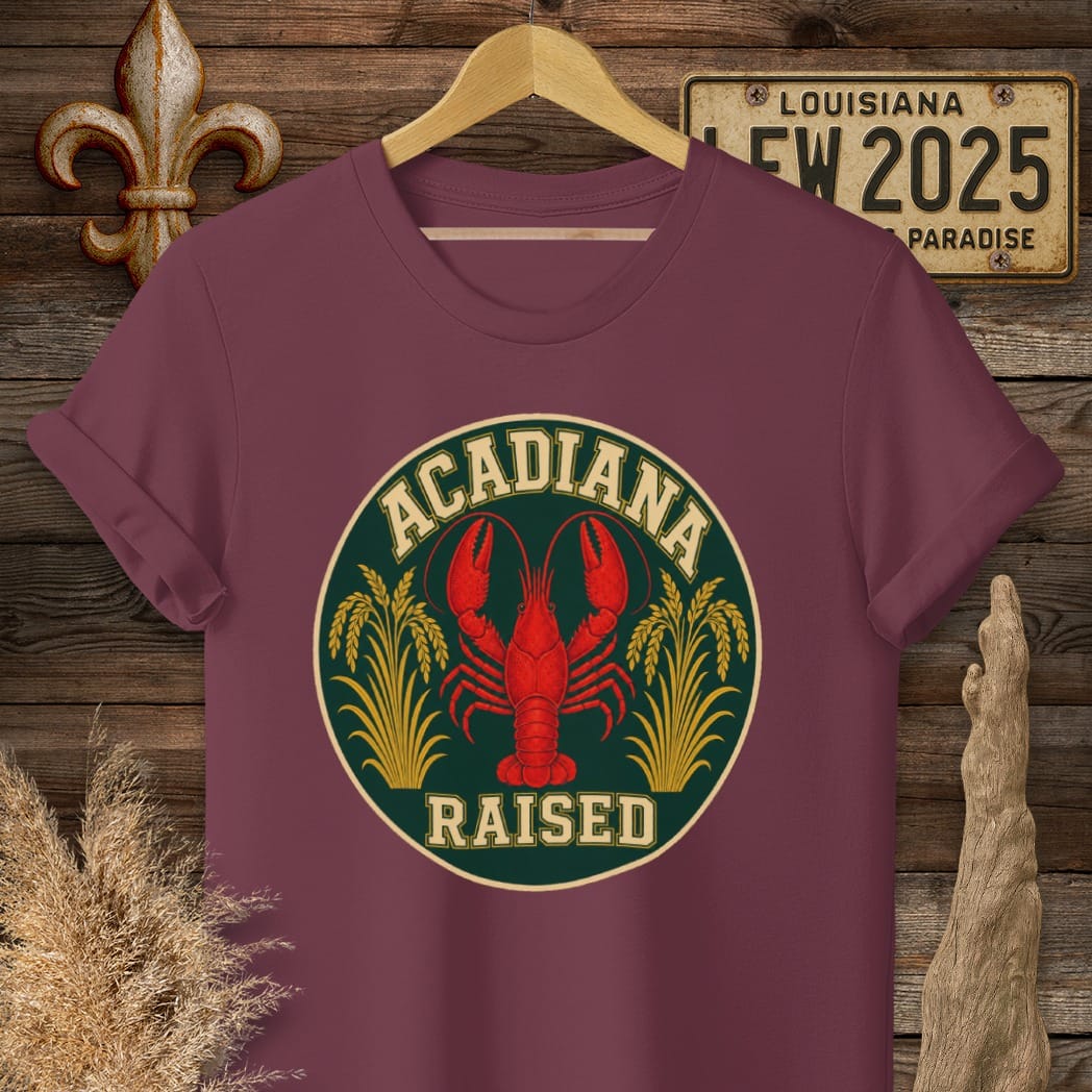 S / Maroon Louisiana Acadiana Raised T-Shirt by Laissez Faire Wear