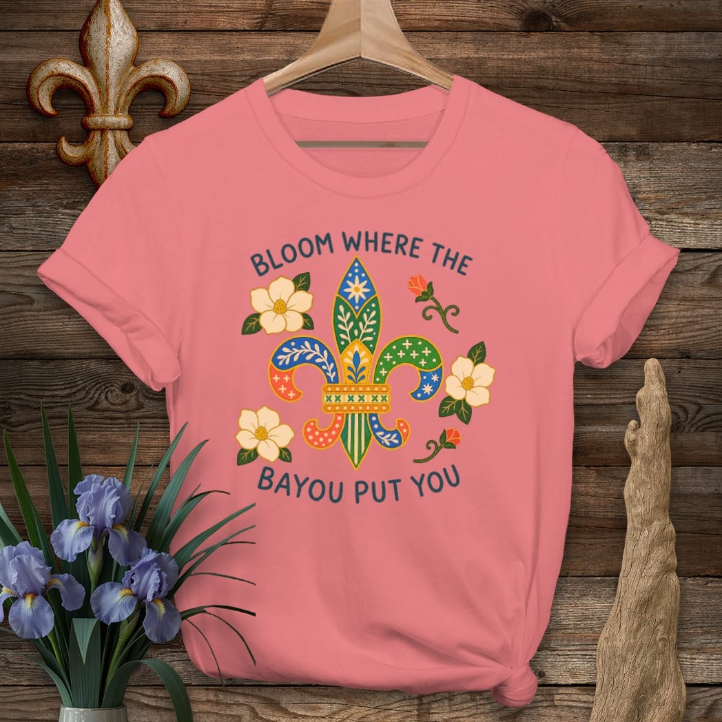 Coral Silk / S Louisiana Bloom Where the Bayou Put You T-Shirt by Laissez Faire Wear