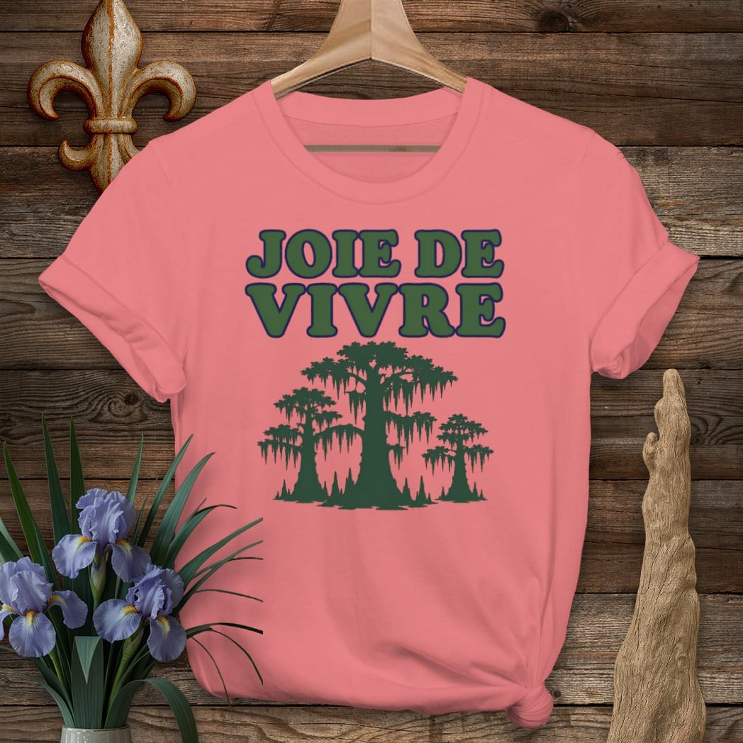 S / Coral Silk Louisiana Joie De Vivre T-Shirt by Laissez Faire Wear