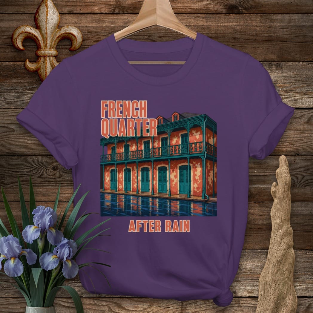 Purple / S Louisiana French Quarter Rain T-Shirt by Laissez Faire Wear