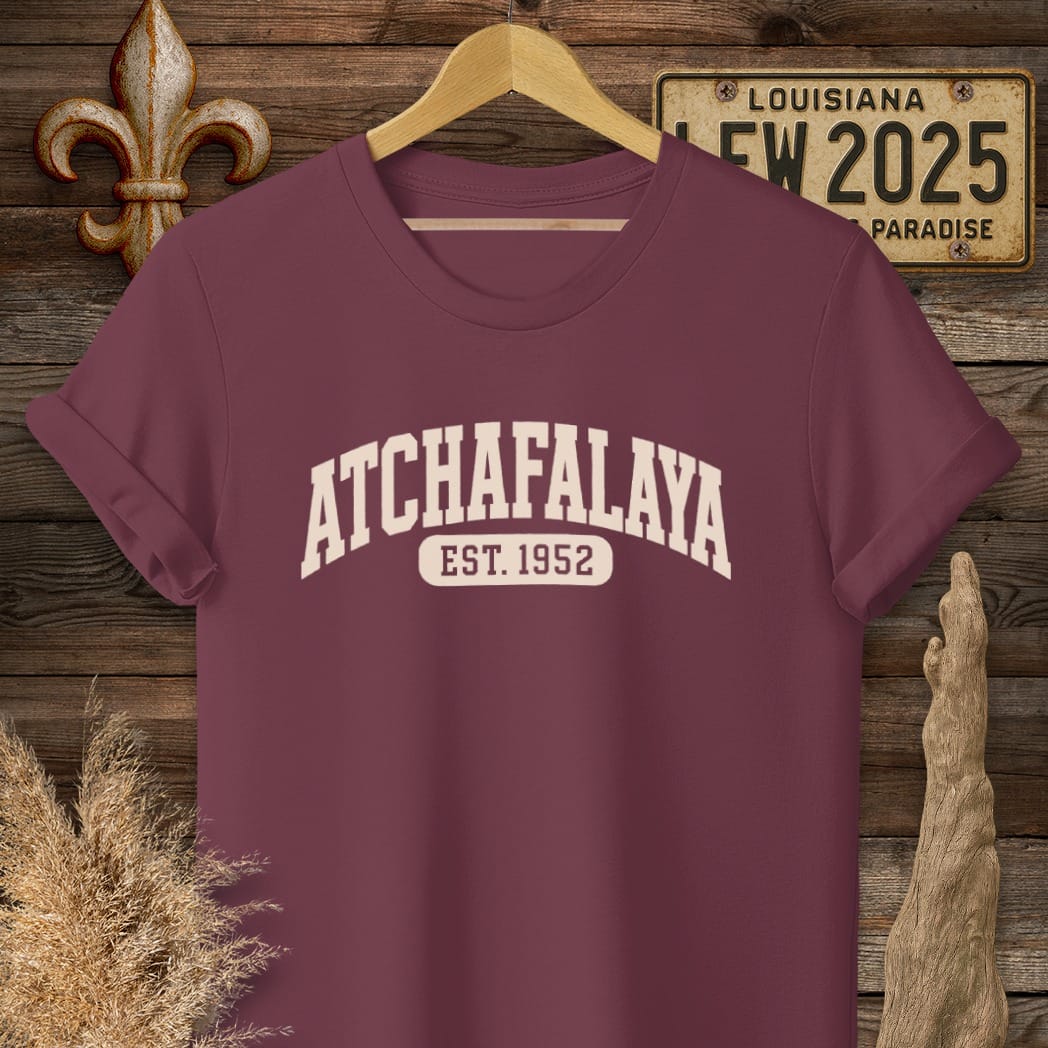 Maroon / S Louisiana Atchafalaya Heritage T-Shirt by Laissez Faire Wear