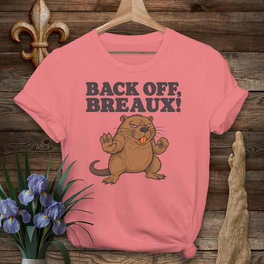 S / Coral Silk Louisiana Back Off Breaux T-Shirt by Laissez Faire Wear