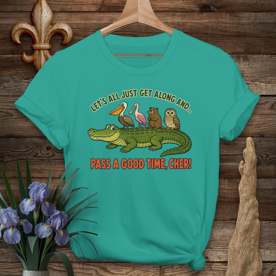 S / Jade Dome Louisiana Bayou Friends Get Along T-Shirt by Laissez Faire Wear