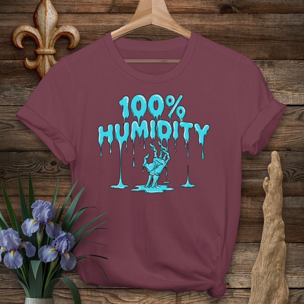 S / Maroon Louisiana 100% Humidity T-Shirt by Laissez Faire Wear