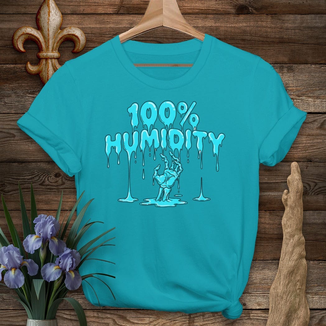 S / Tropical Blue Louisiana 100% Humidity T-Shirt by Laissez Faire Wear