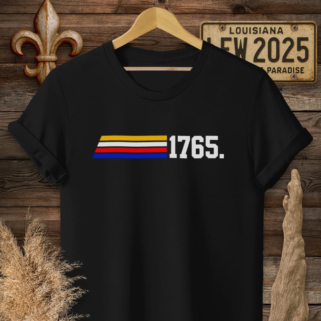 S / Black Louisiana 1765 Stripes T-Shirt by Laissez Faire Wear